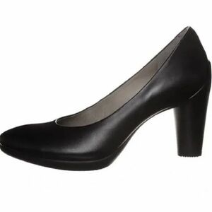Ecco Sculptured 75 Black Leather Block Heel Pump size 40 US 9-9.5